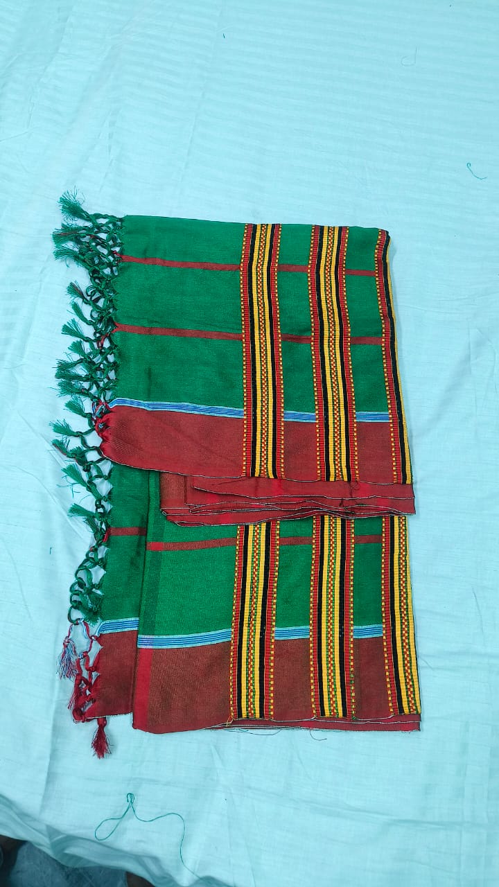 Santali Panchi Mix Saree – Green &amp;amp;amp;amp; Pink