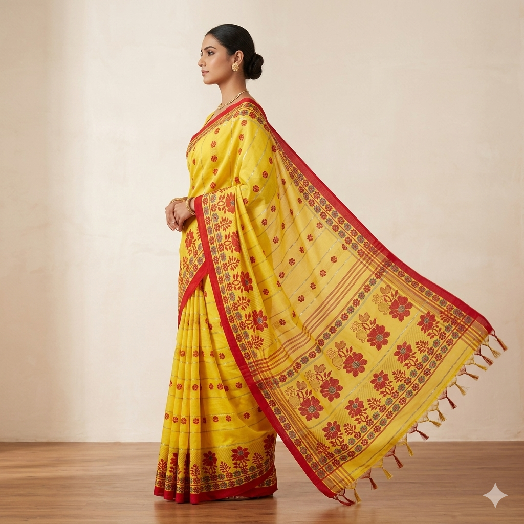 JTM Yellow Traditional Saree