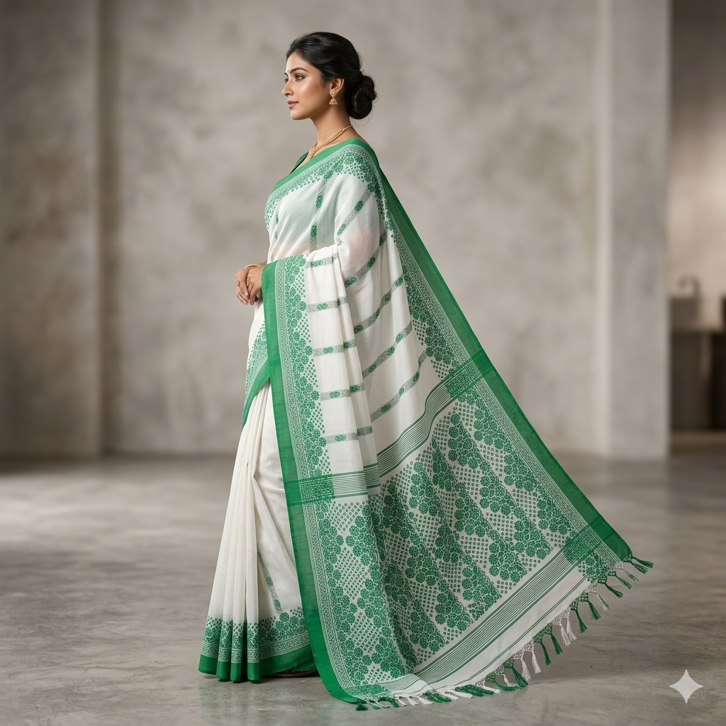 Cotton Mix Green Saree