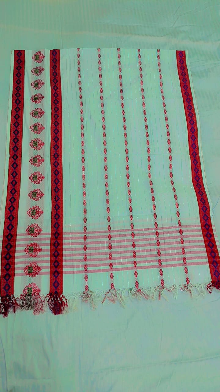 Traditional White &amp; Red Tribal Stole